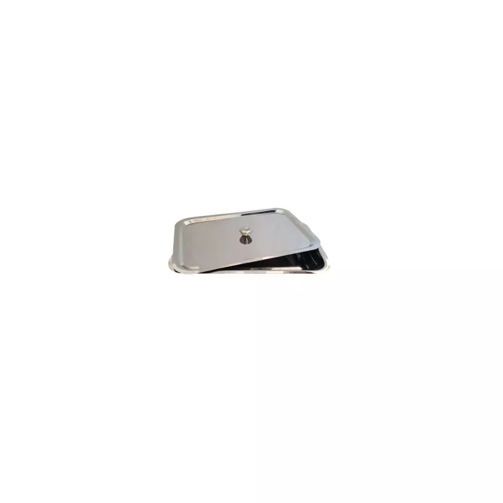 Plateau inox, avec couvercle 280 x 180 x 30 mm