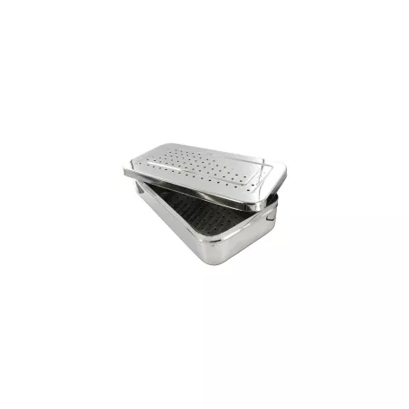 Boîte inox, 35 x 18 x 8 cm- Perforée Dessus/Dessous