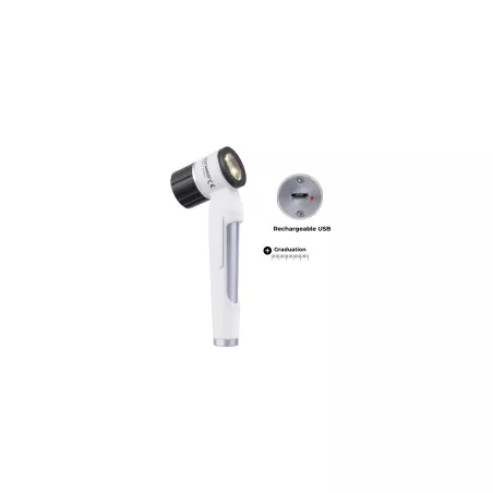 Dermatoscope LuxaScope LED 3.7 V rechargeable USB, gradué - Blanc
