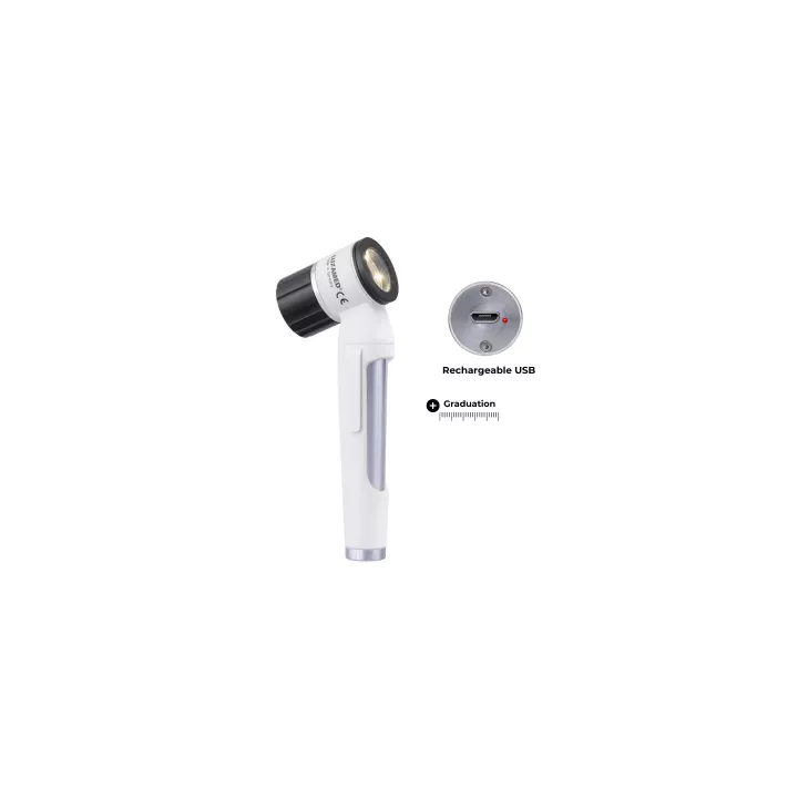 Dermatoscope LuxaScope LED 3.7 V rechargeable USB, gradué - Blanc